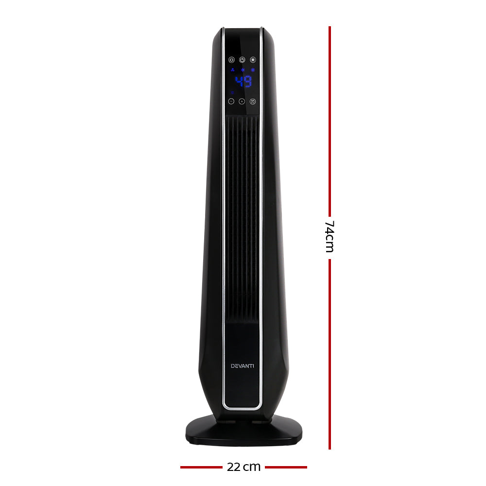 Devanti Electric Ceramic Tower Fan Heater  2400W Black