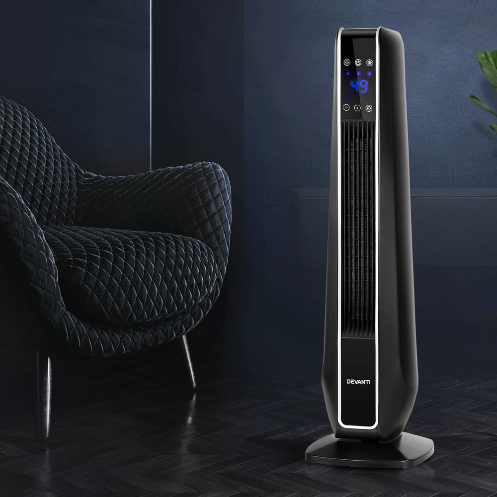 Devanti Electric Ceramic Tower Fan Heater  2400W Black