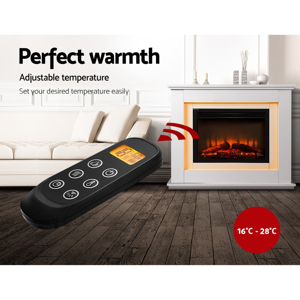 Devanti 2000W Electric Fireplace 3D Flame Effect -  White