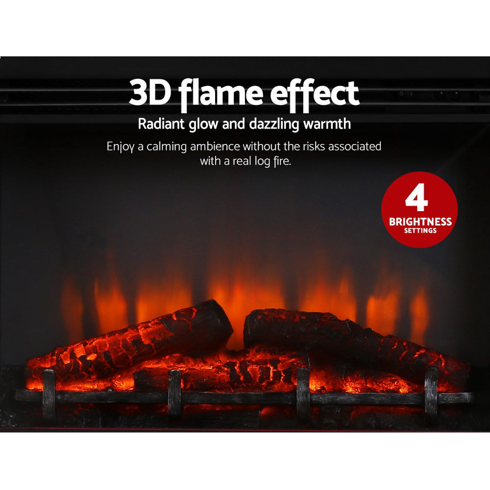 Devanti 2000W Electric Fireplace 3D Flame Effect -  White