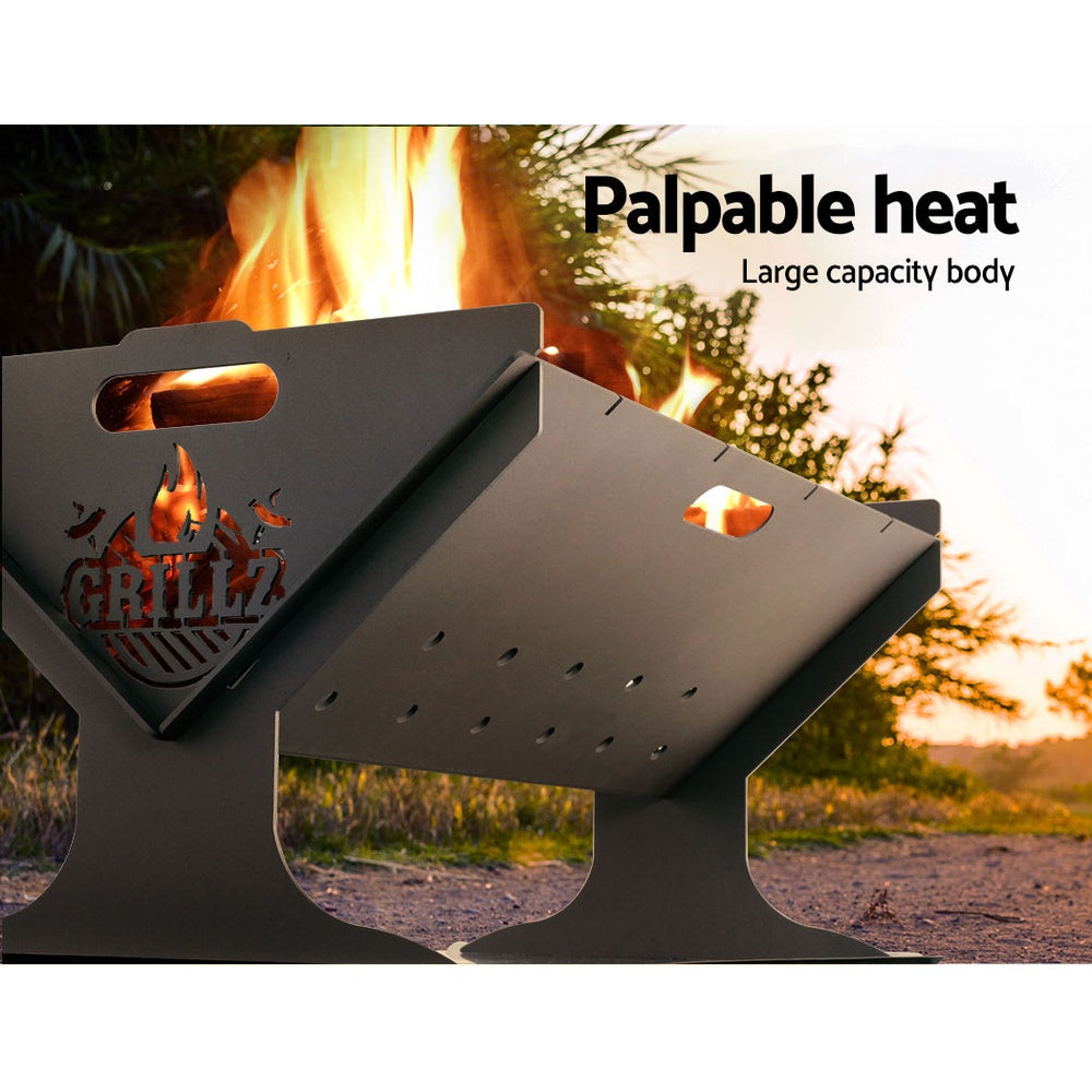 Grillz Fire Pit BBQ Outdoor Camping Portable Heater Steel