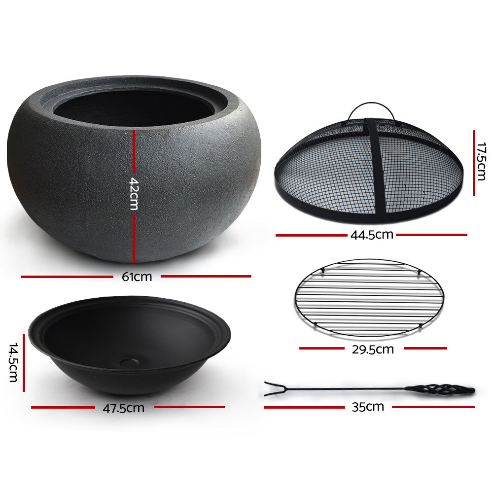 Grillz Outdoor Portable Fire Pit Bowl