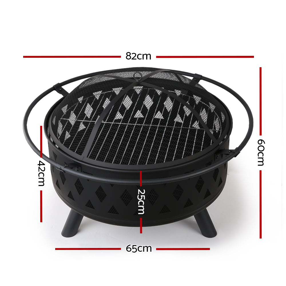 Fire Pit BBQ Charcoal Grill Ring Portable 32"