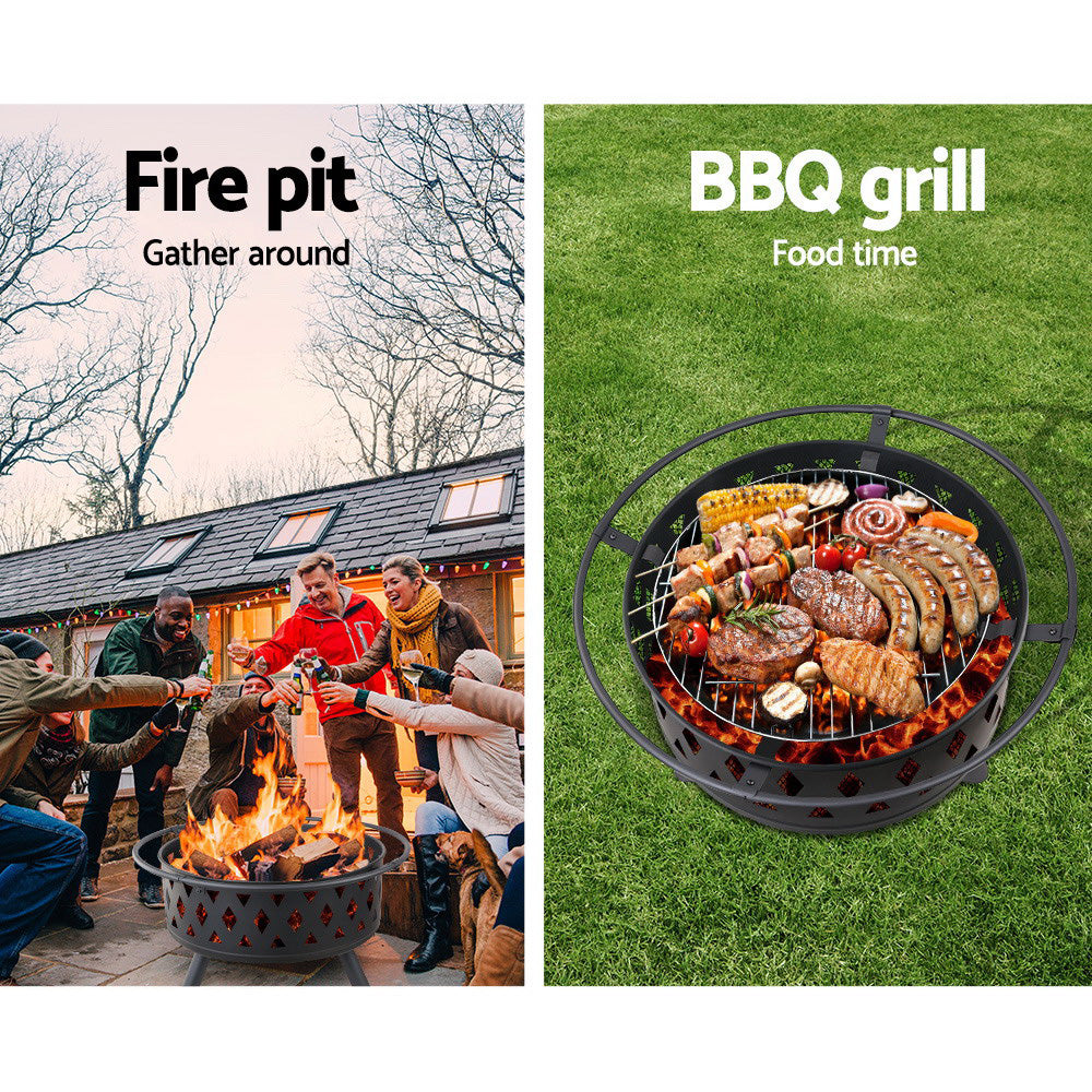 Fire Pit BBQ Charcoal Grill Ring Portable 32"