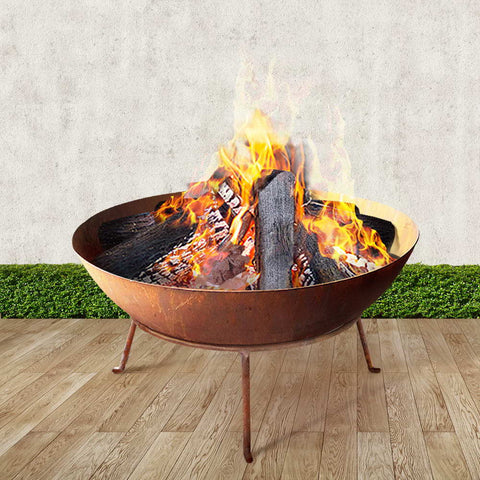 Grillz Fire Pit Rustic Burner Steel Fireplace 70CM