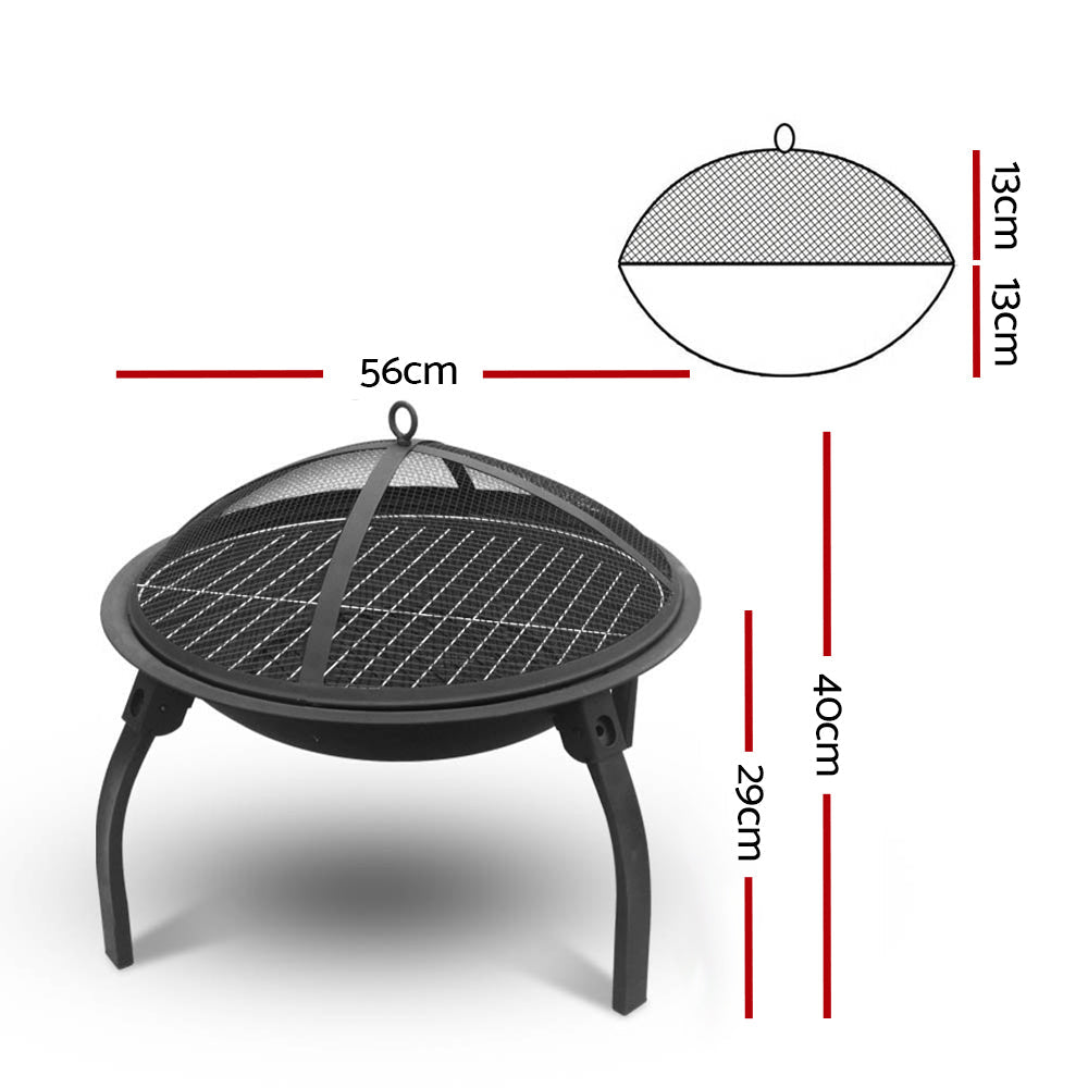 Fire Pit BBQ Charcoal Smoker Portable 22"