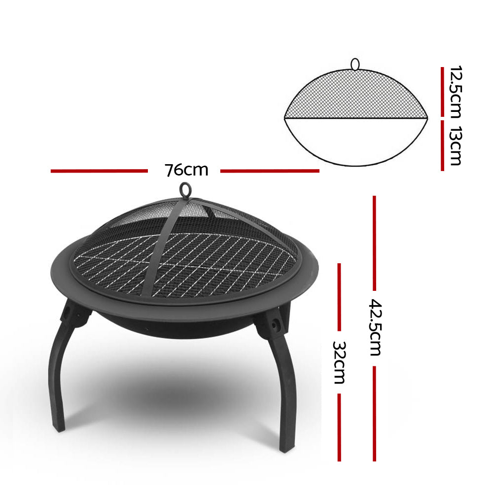 Fire Pit BBQ Charcoal Grill Smoker Portable 30"