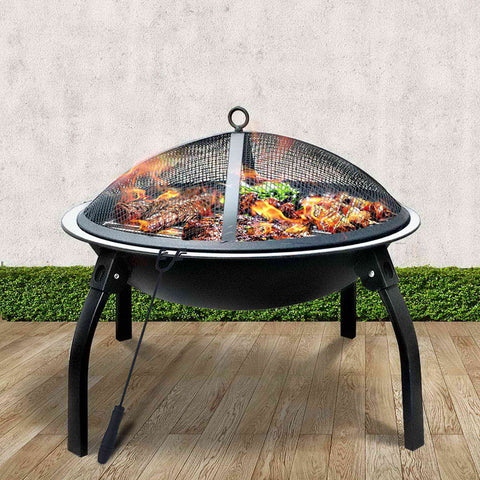 Fire Pit BBQ Charcoal Grill Smoker Portable 30"