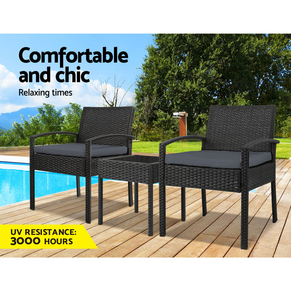 Gardeon 3-piece Outdoor Set - Black