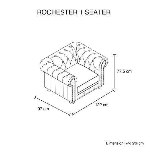 1 Seater Genuine Leather Upholstery Deep Quilting Pocket Spring Button Studding Sofa Lounge Set for Living Room Couch In Brown Colour