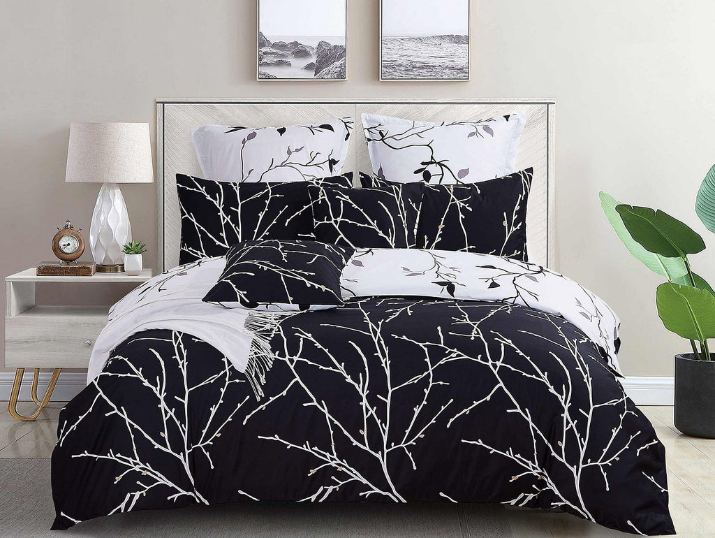 Tree Reversible King Size White Duvet Doona Quilt Cover Set